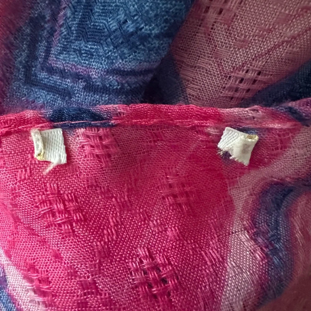 🌷Pink and Blue Zig Zag Pattern, Textured Scarf Wrap